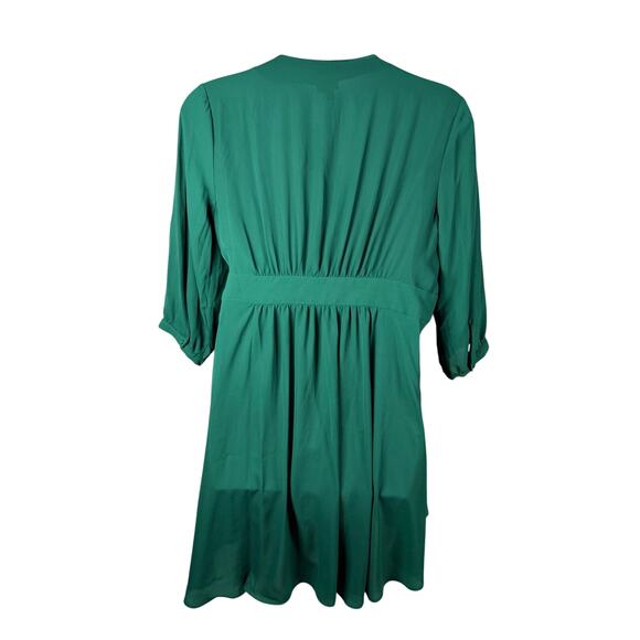 Torrid Top Womens 2X 18-20 Emerald Green Georgette Wrap Surplice Tunic Babydoll - Picture 5 of 16